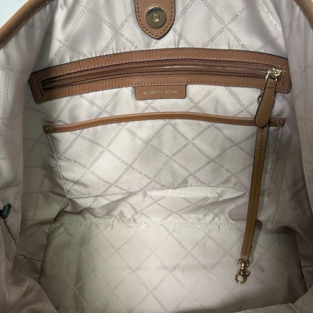 Michael Kors Eva Large Nylon Leather Tote Wh Match Pouch Army Green Timeless - Picture 9 of 16